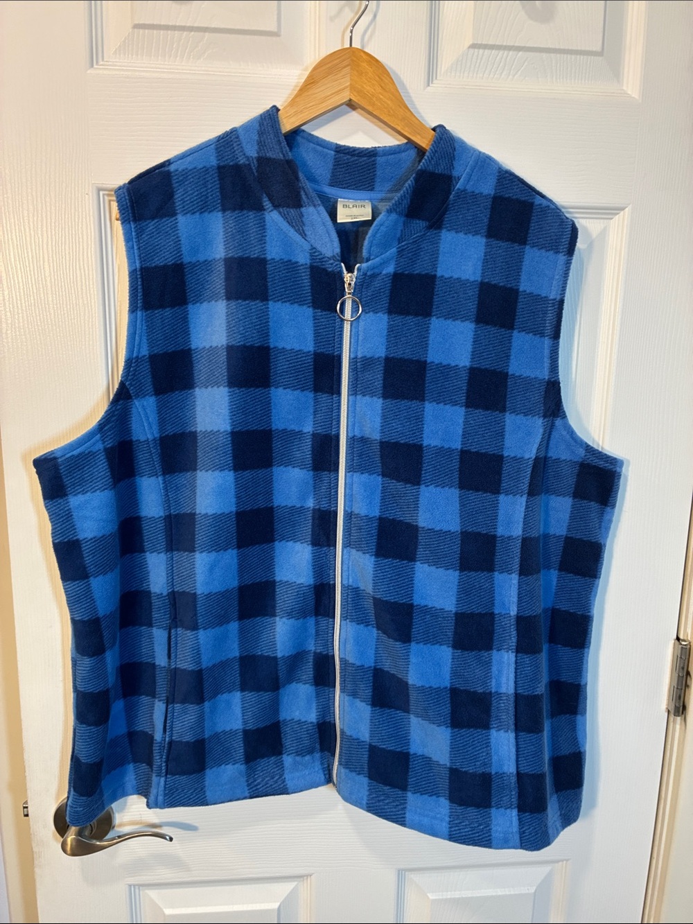 Blair Blue Buffalo Plaid Zip-Front Vest